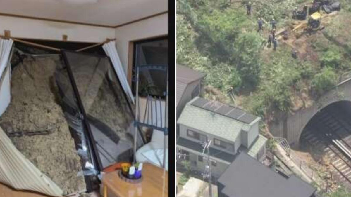 日本奈良縣土石流超嚇人!巨石滾落撞破落地窗卡客廳 列車停駛
