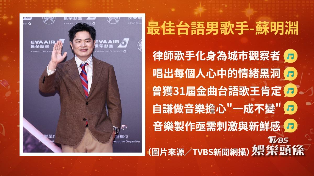 最佳台語男歌手-蘇明淵。(圖/TVBS)
