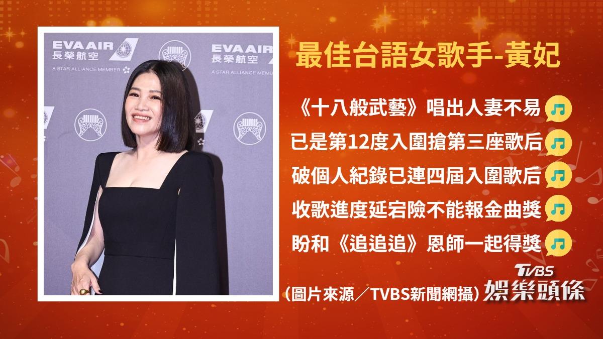 最佳台語女歌手-黃妃。(圖/TVBS)