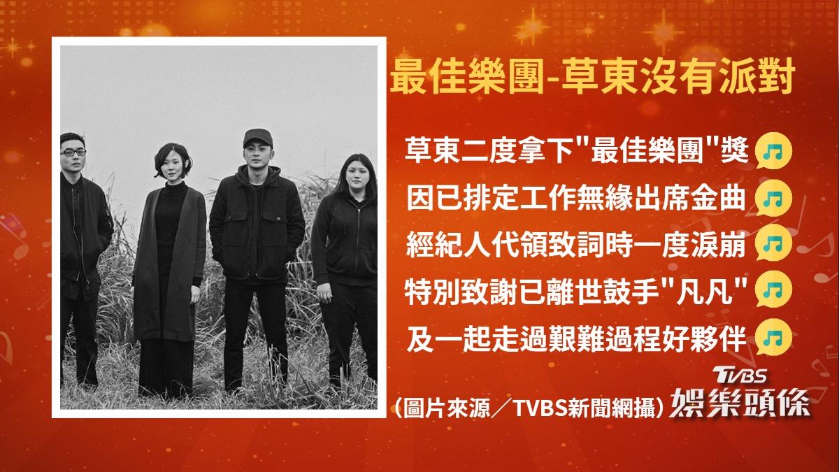 最佳樂團-草東沒有派對。(圖/TVBS)
