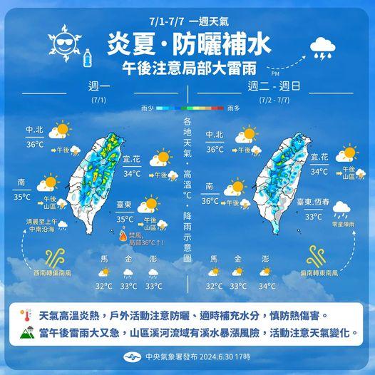 未來一週全台天氣概況。(圖/中央氣象署)