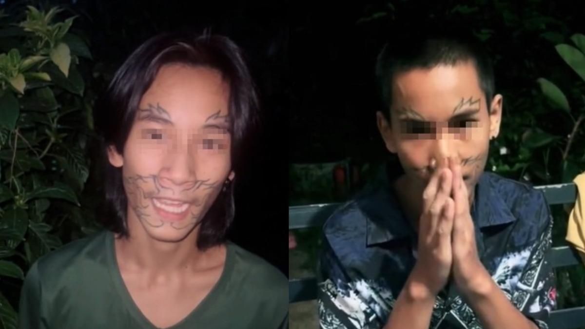泰屁孩耍帥臉上刺青！交不到女友還找嘸頭路　拍抖音喊後悔