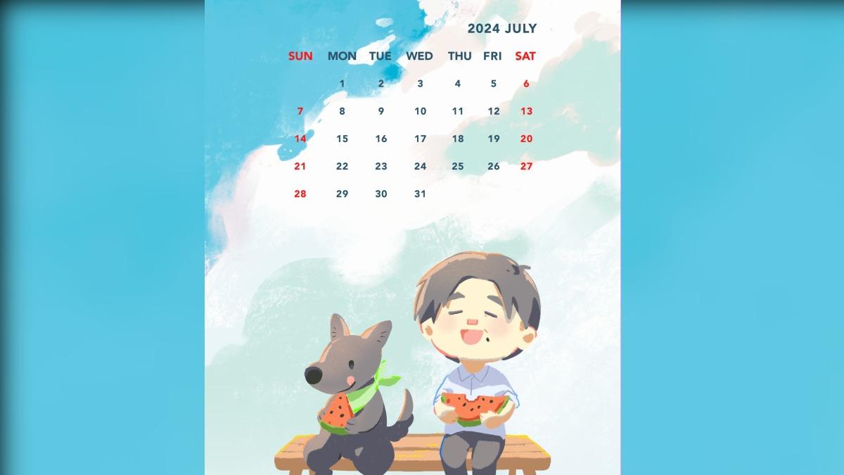 夏日鬥陣涼快！賴清德推插畫手機桌曆　首發合體黑狗吃西瓜