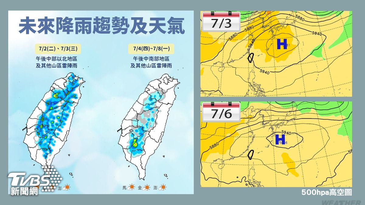 未來幾天降雨趨勢。(圖/TVBS)