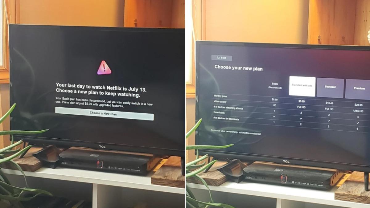 有網友貼出自己收到的Netflix通知,上方要求自己更改訂閱方案。(圖/翻攝自Reddit@r/mildlyinfuriating)