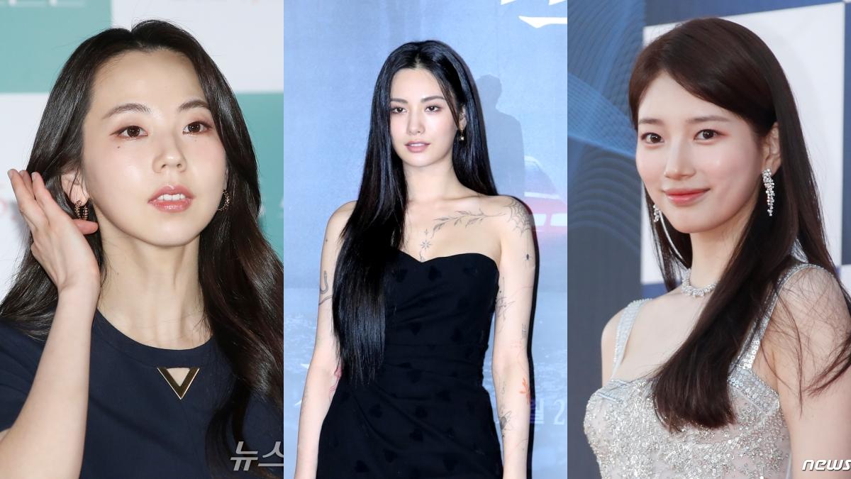 安昭熙、Nana、秀智(左起)都曾跟金秀賢傳出緋聞。(圖/news1提供)