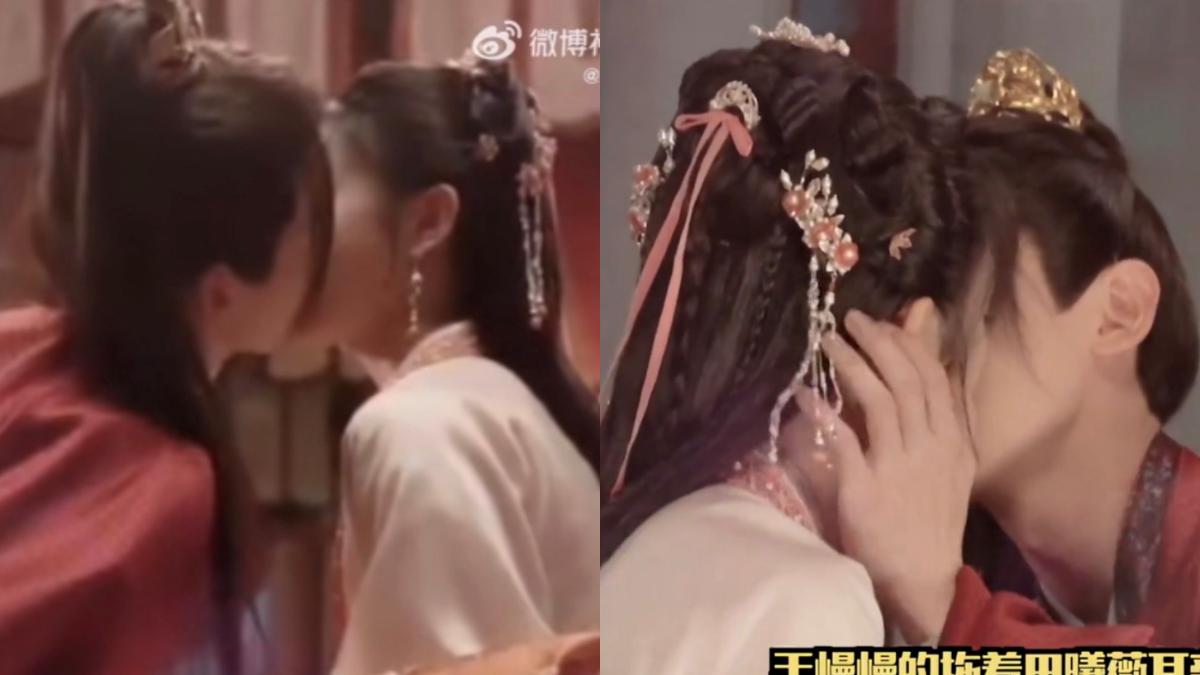 導演化身白敬亭、田曦薇吻戲的動作指導。(圖/翻攝自微博)