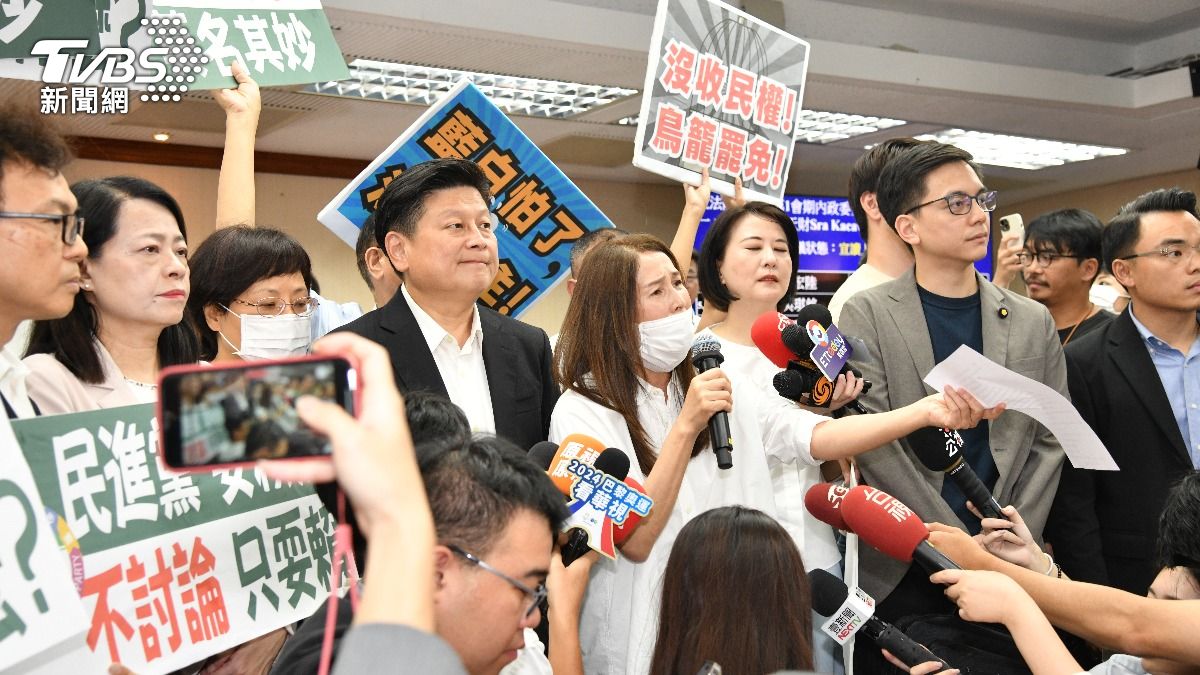 內政委員會排審《選罷法》藍綠爆發衝突。(圖/胡瑞麒攝)
