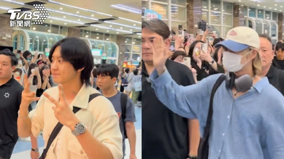 韓星泰民、燦烈抵台!上百粉絲湧機場 停車繳錢也塞整晚