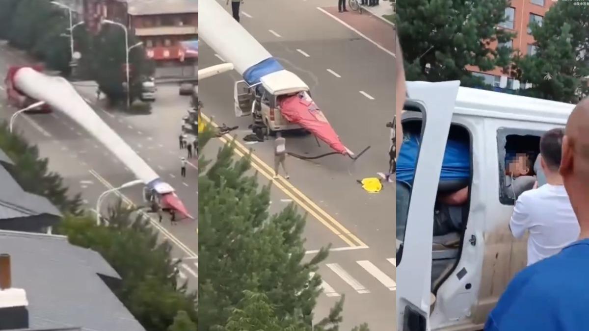 風力發電機「巨大葉片貫穿」！他遭猛力衝擊擠出車外　釀2人慘死