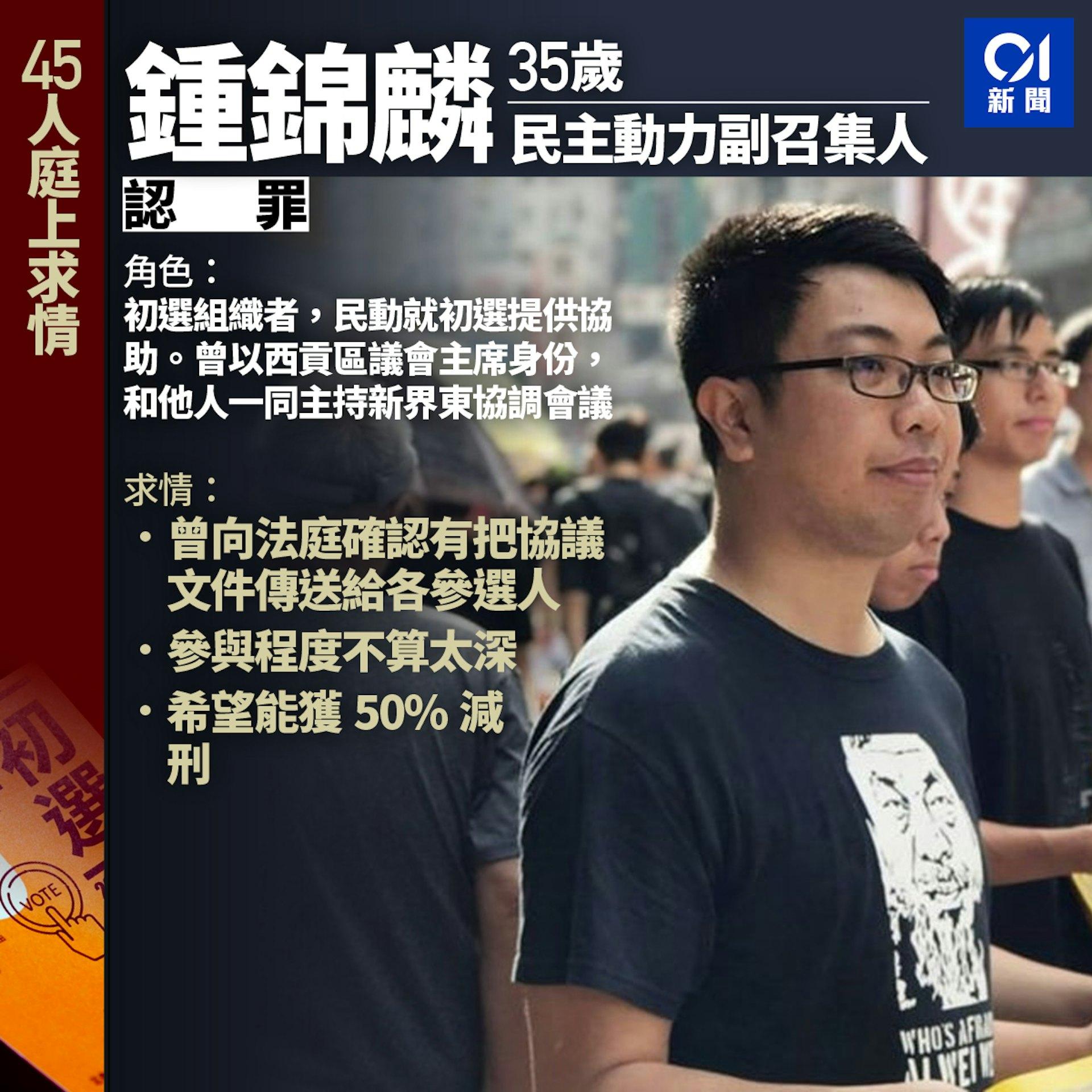 被告鍾錦麟。（圖／香港01）