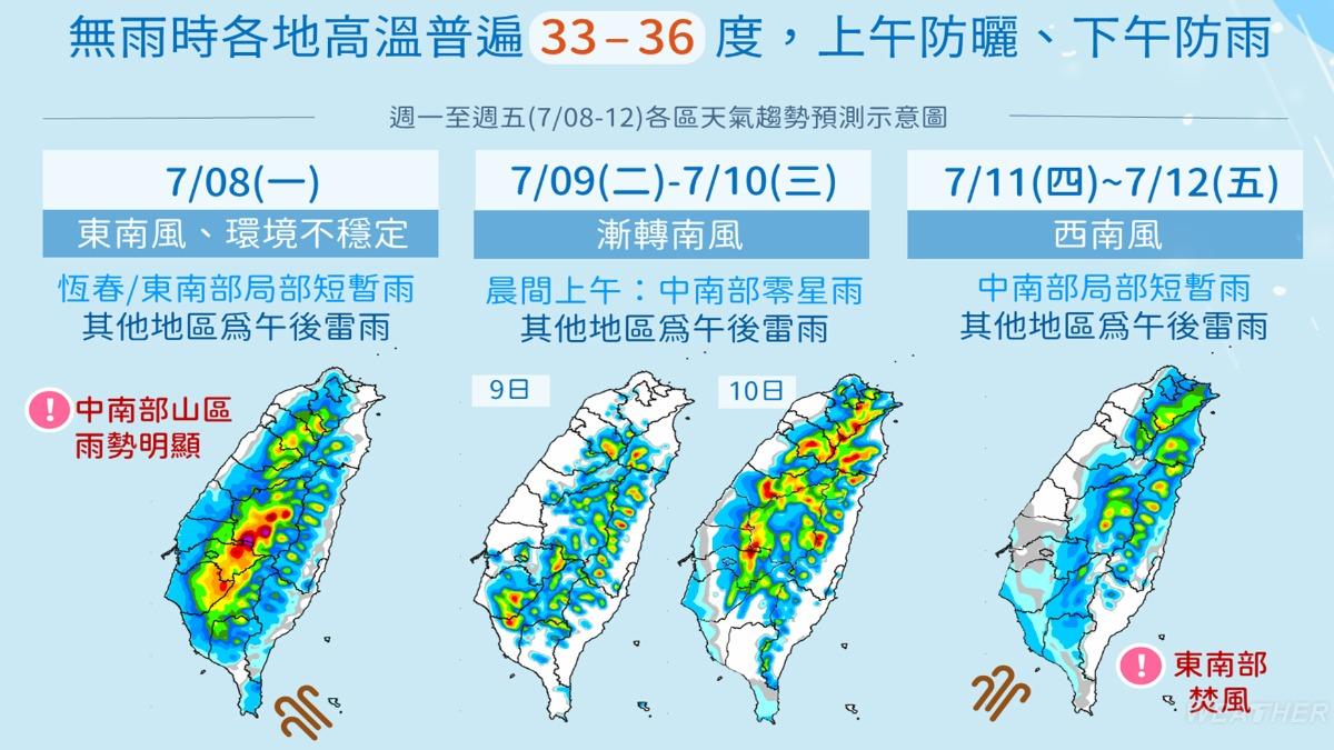 本週天氣概況。（圖／中央氣象署）