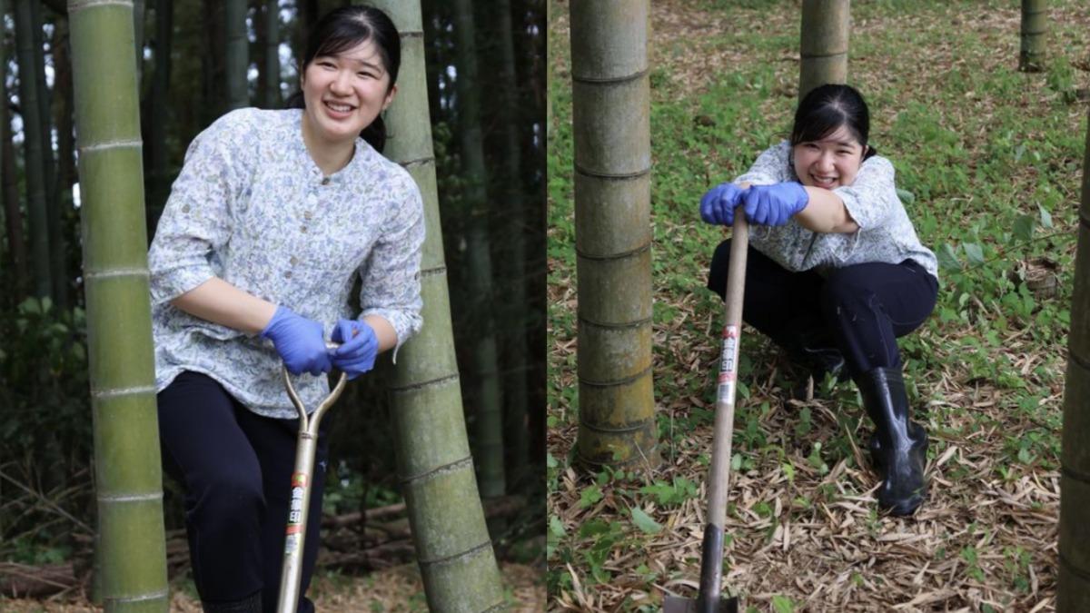 愛子挖竹筍的照片吸引逾68萬人點讚。（圖／翻攝自宮內廳IG）