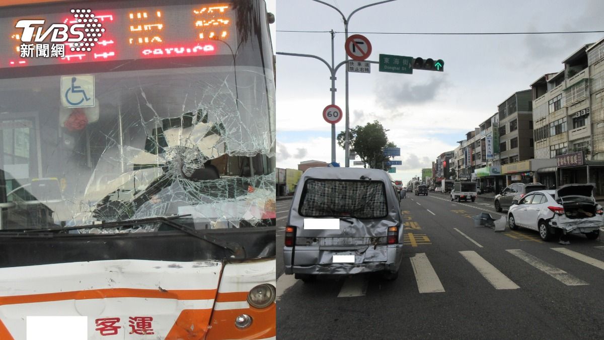 台中公車疑機件故障赴保養廠路上出事了 煞不住連撞3車慘況曝