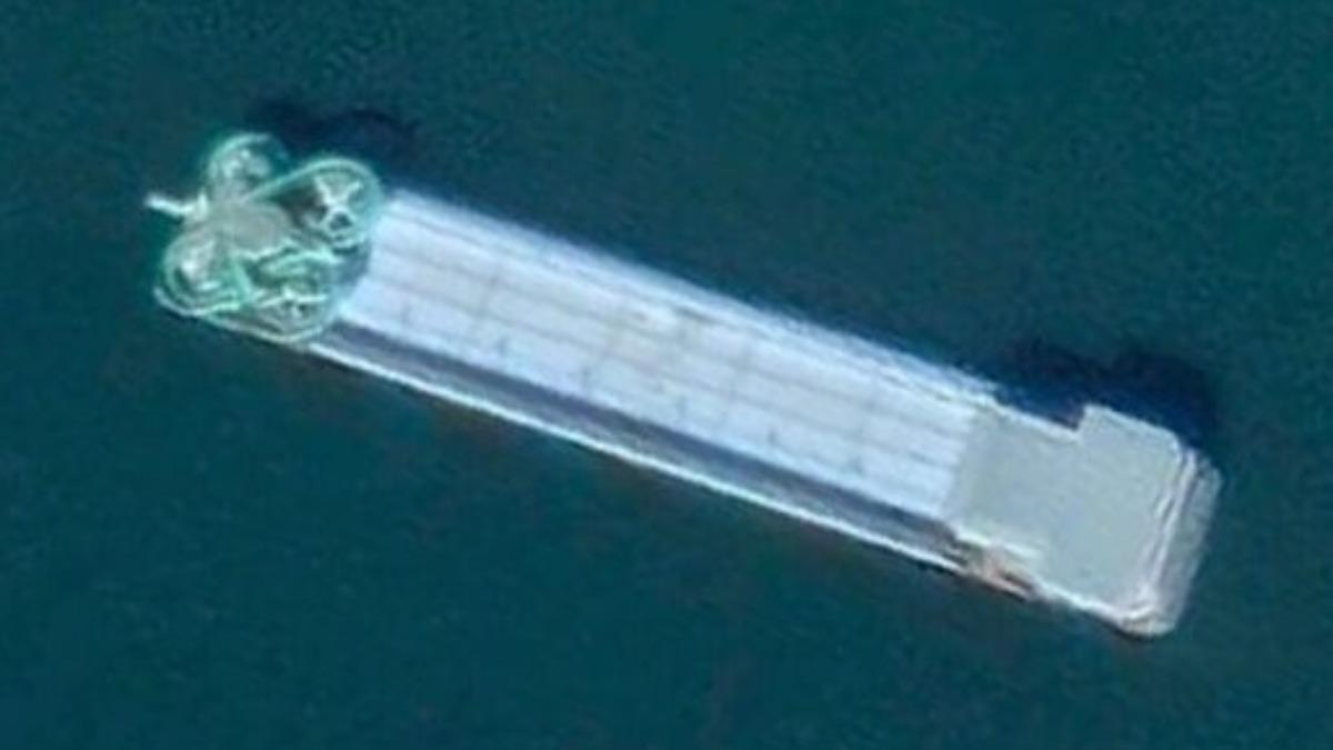 衛星拍下金正恩的豪華郵輪。（圖／翻攝自 google earth screenshot）