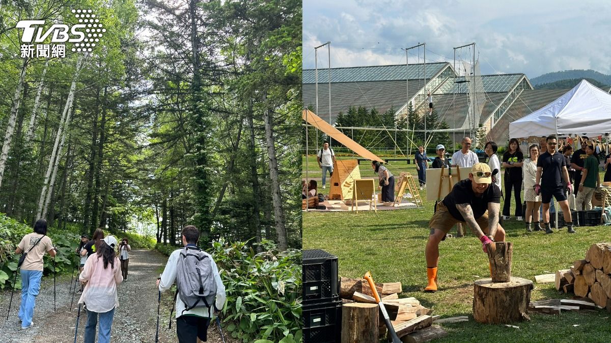度假村會有專人帶領北歐式戶外健行、劈木材等體驗。(圖/許稚佳攝)
