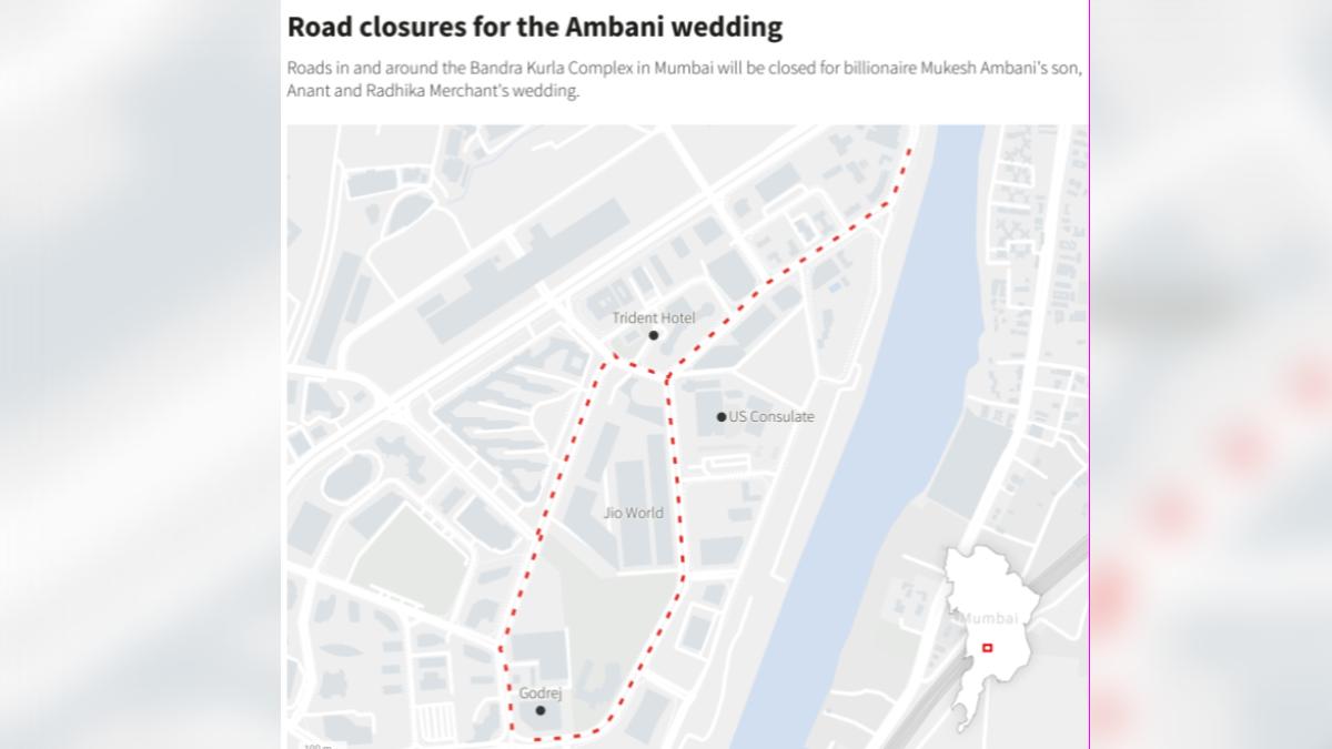 婚禮封街區域。(圖/翻攝自《路透社》)