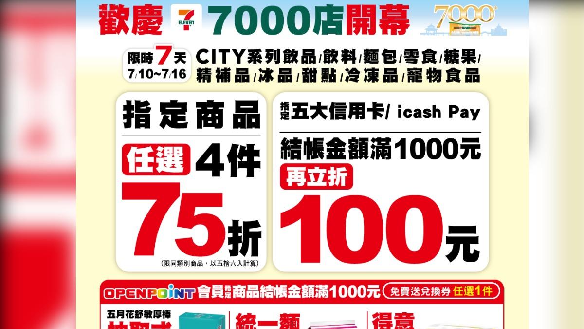 7-11慶七千店滿千折百!推4大優惠 台南美食、林百貨禮盒都買得到