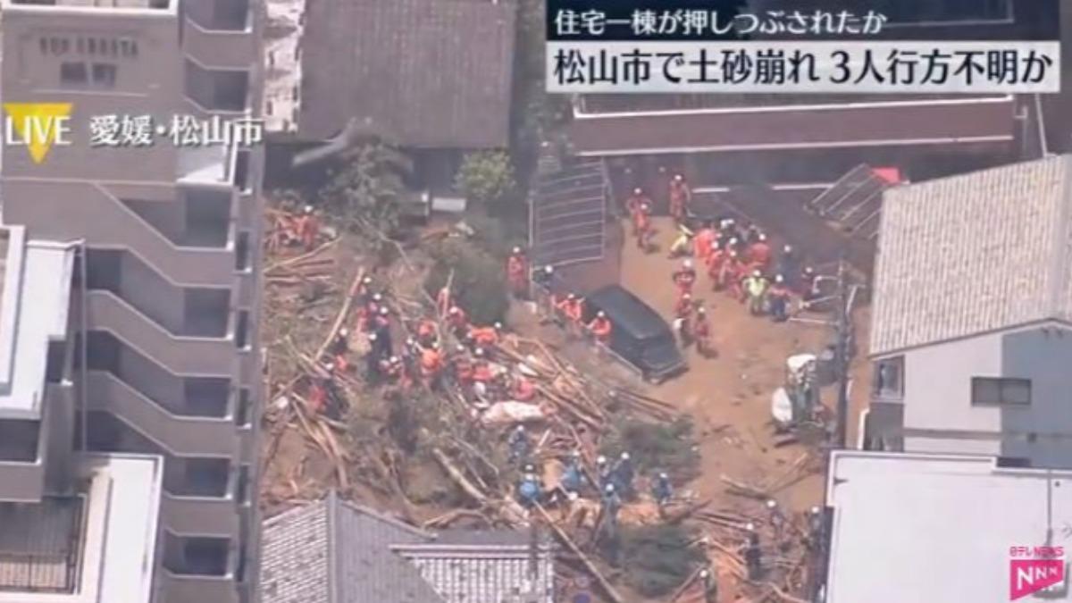 日本愛媛縣清晨土石流淹沒數棟住宅 近2萬人急撤疑有3人來不及逃