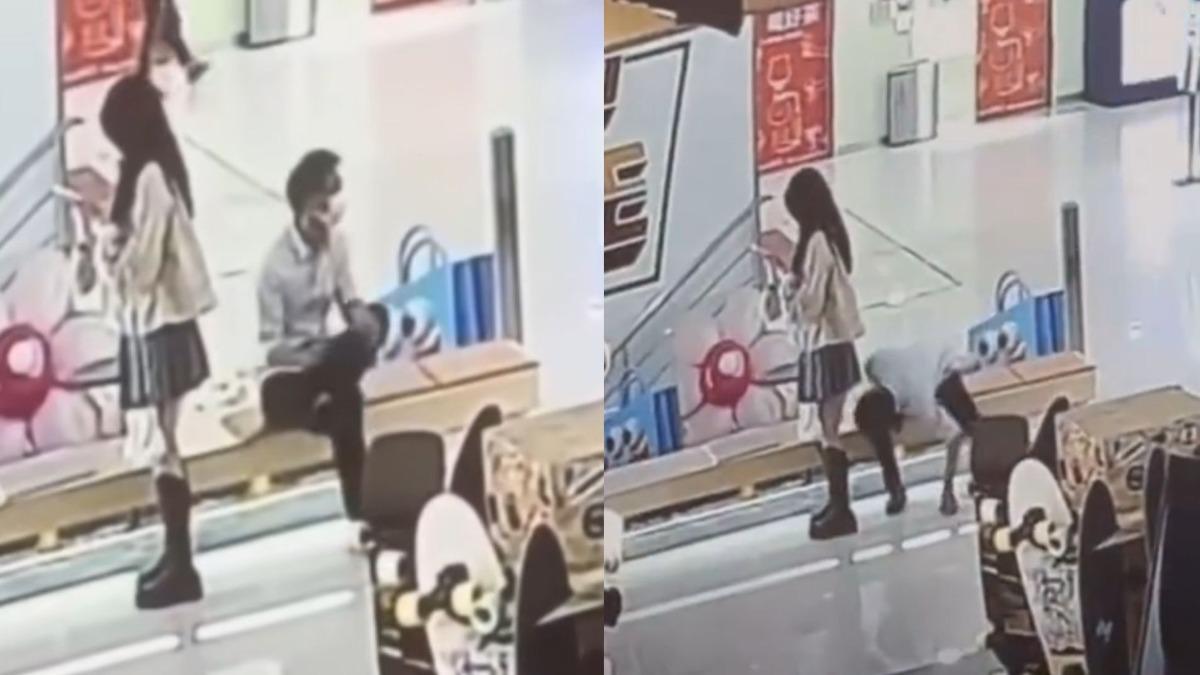 女孩們小心!猥瑣男二度彎腰欣賞「裙底春光」 陸網一票讚挖眼刑