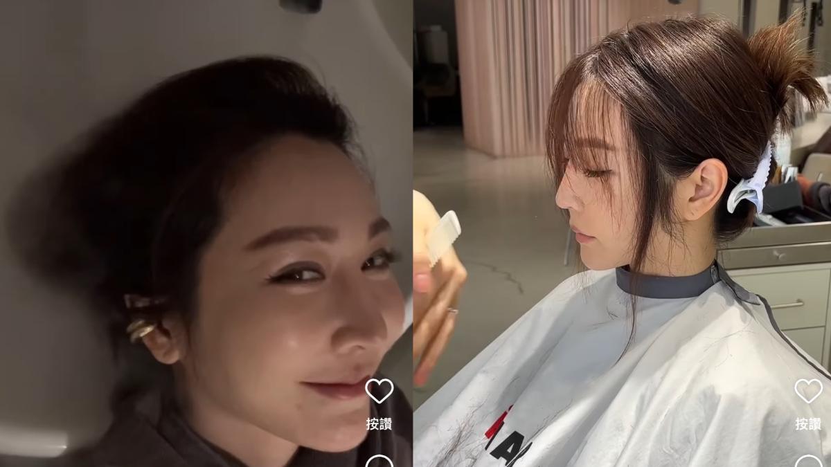 曾莞婷洗完頭後就開始剪髮。(圖/翻攝自曾莞婷IG)