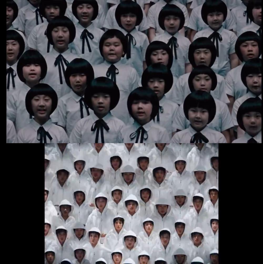 上圖為崔維斯史考特歌曲的MV,下圖為Lisa的MV畫面。(圖/翻攝自推特)