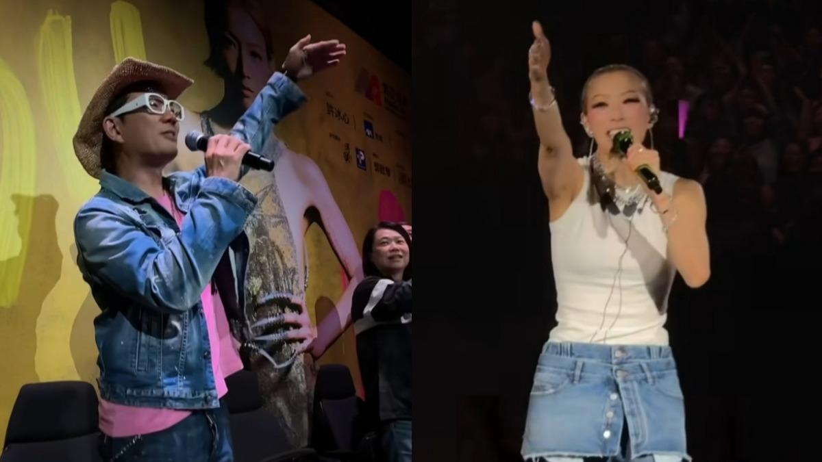 任賢齊(左圖)和鄭秀文合唱〈浪花一朵朵〉,讓大批粉絲陷入回憶殺。(圖/翻攝自任賢齊臉書)