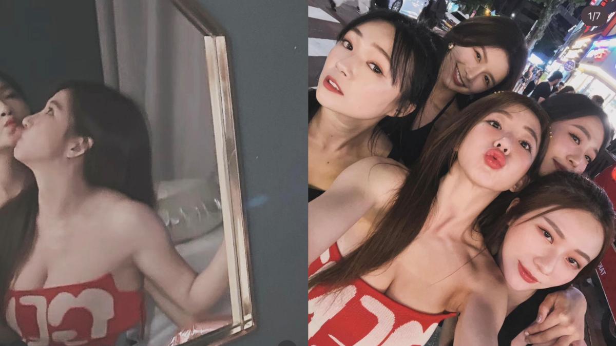 丫頭（前排左起）、郭書瑤、張景嵐、蔡卓宜（後排左起）、茵聲一起聚會。（圖／翻攝自郭書瑤IG）