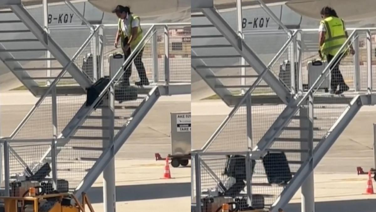 知名航空地勤狂丟！「行李翻跟斗」影片瘋傳　官方認了：已調職