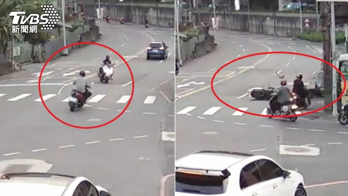 驚悚!新北騎士路口擦撞黃牌重機 他慘摔滑行「頭卡車底」受困