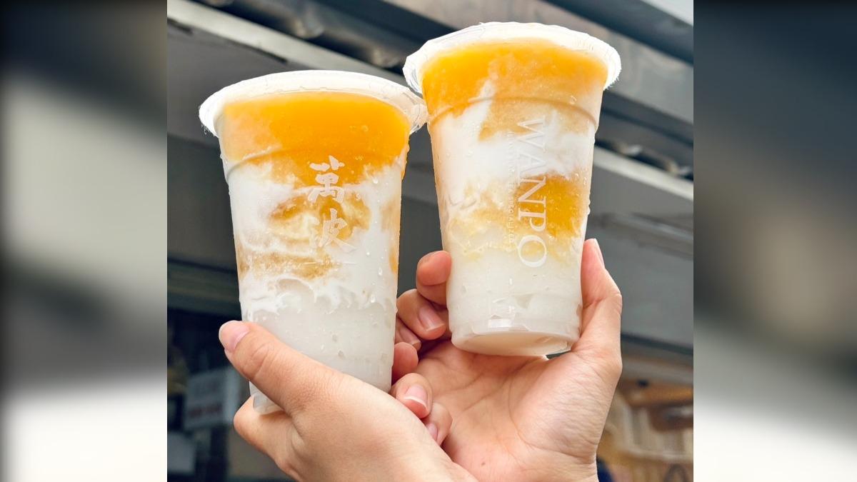 以芒果冰沙為基底,加入椰漿和牛奶做成的河粉,外型就像河粉一樣特別有趣。(圖/陳倍玉攝)
