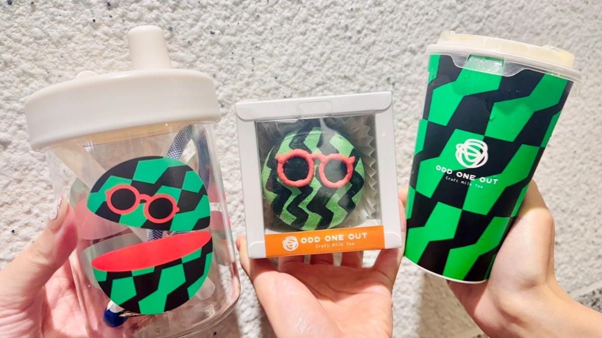 東區質感茶飲ODD與馬卡龍藝術家EDDY FOODY合作,特別推出「開心吸瓜」系列。(圖/陳倍玉攝)