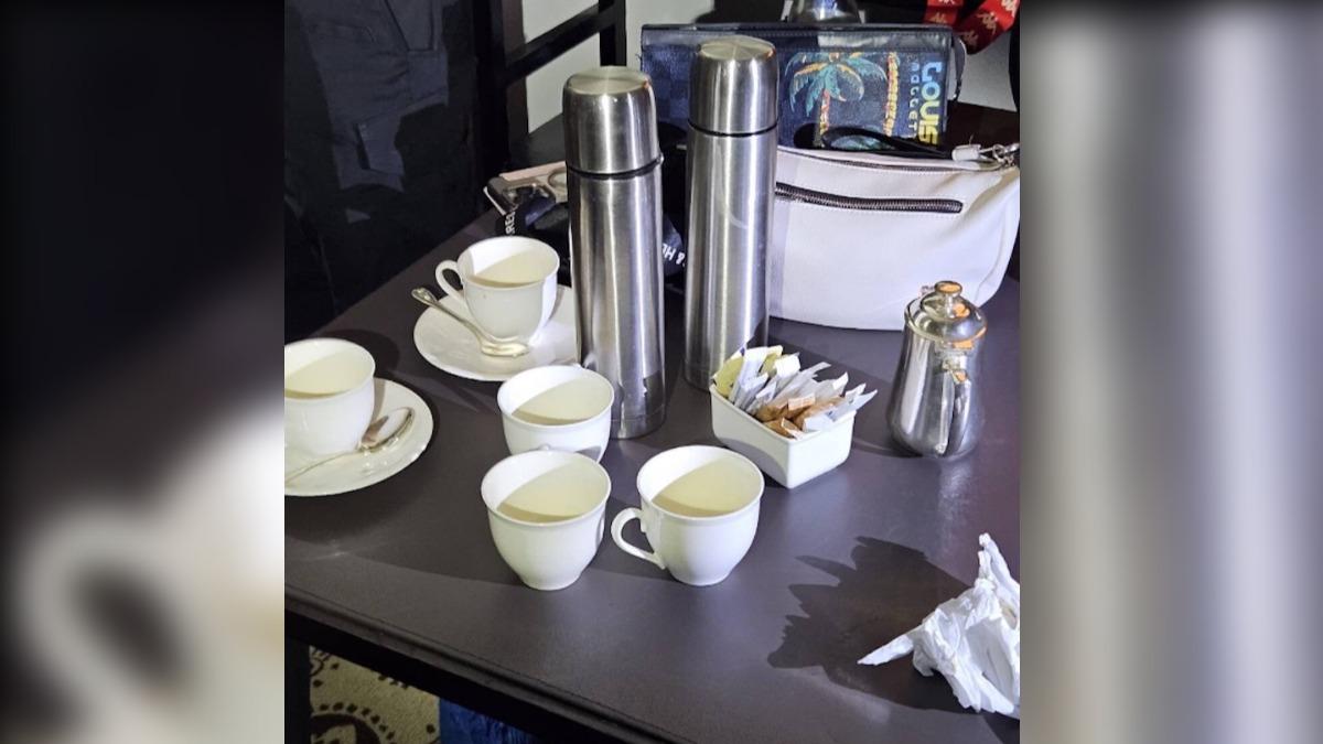 調查人員認為，氰化物可能存在於盛載茶飲的銀色保溫瓶中。（圖／翻攝自 泰國警方）