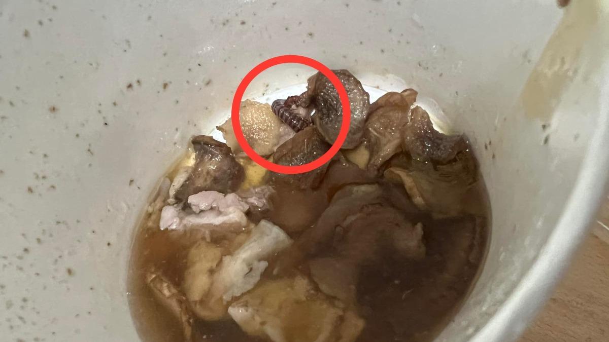 噁炸!喝麻油雞湯驚見「整條馬陸」 顧客崩潰:已經喝到見底