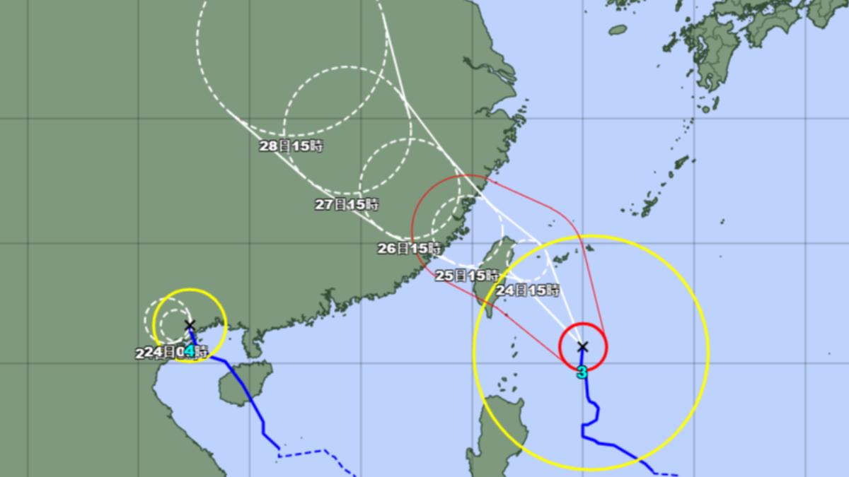第3號颱風「凱米」除了對台灣造成威脅,日本沖繩縣的先島群島也將首當其衝。(圖/日本氣象廳)
