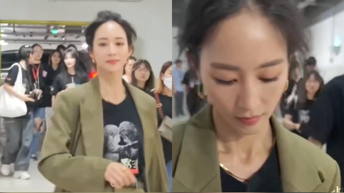 張鈞甯被目擊野生狀態,驚呼即使髮際線很高,卻完全不損及美貌。(圖/翻攝自微博)