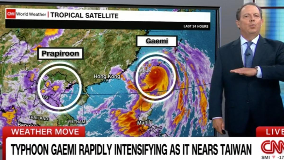 《CNN》報導,全台接下來48小時將降下250到500毫米雨量。(圖/翻攝自CNN)