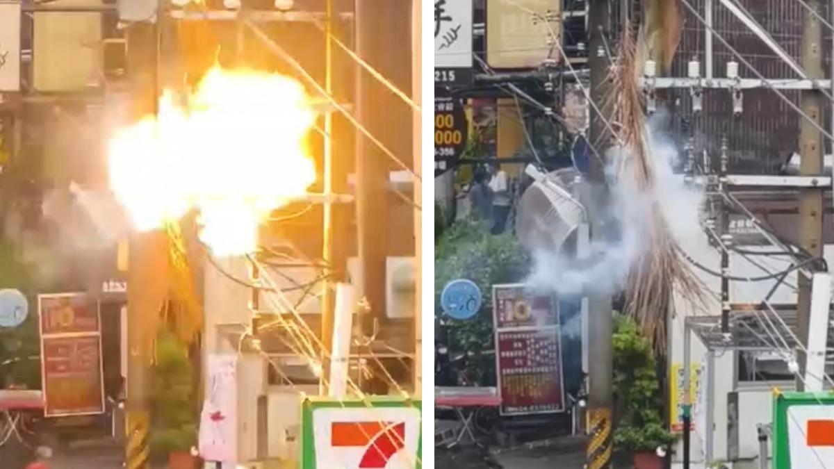 凱米颱風/彰化員林椰子樹壓高壓線路 火光四射3254戶沒電用