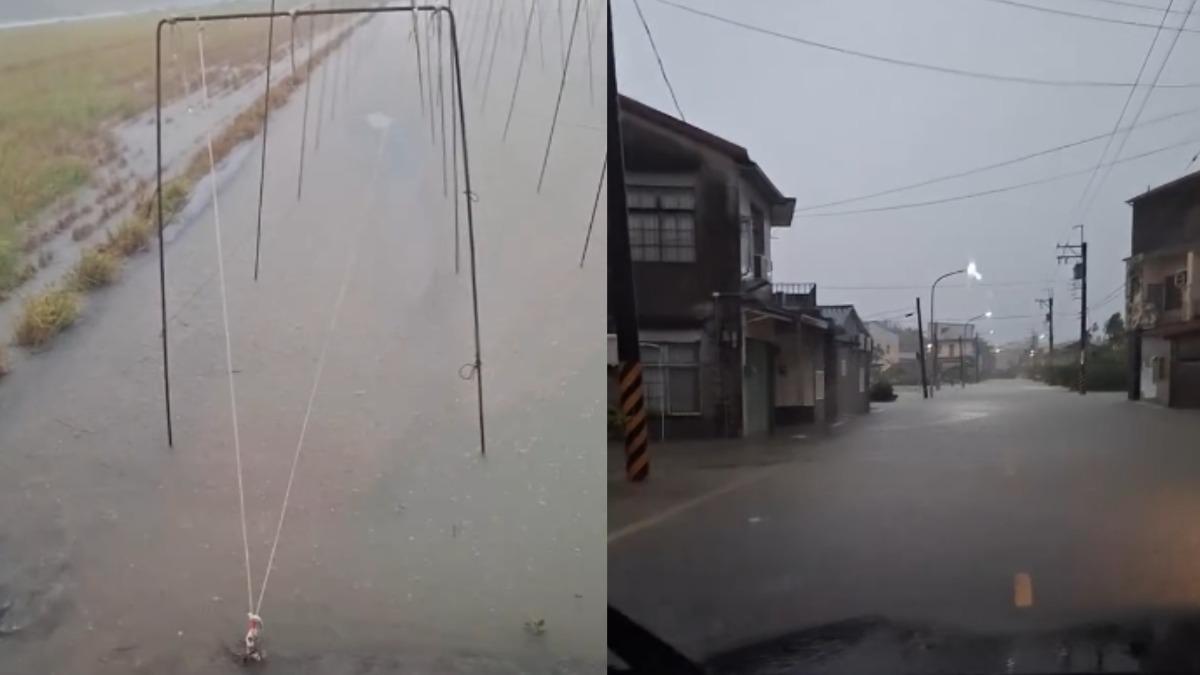 美濃多處路段淹水。(圖/民眾授權提供)