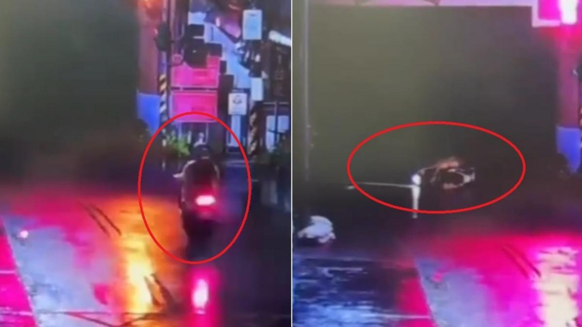 凱米颱風/沒注意水門關閉!無照騎士一頭撞上…腦出血又斷腿