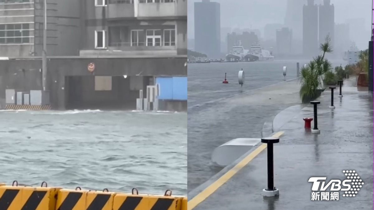 愛河水位暴漲。(圖/TVBS)