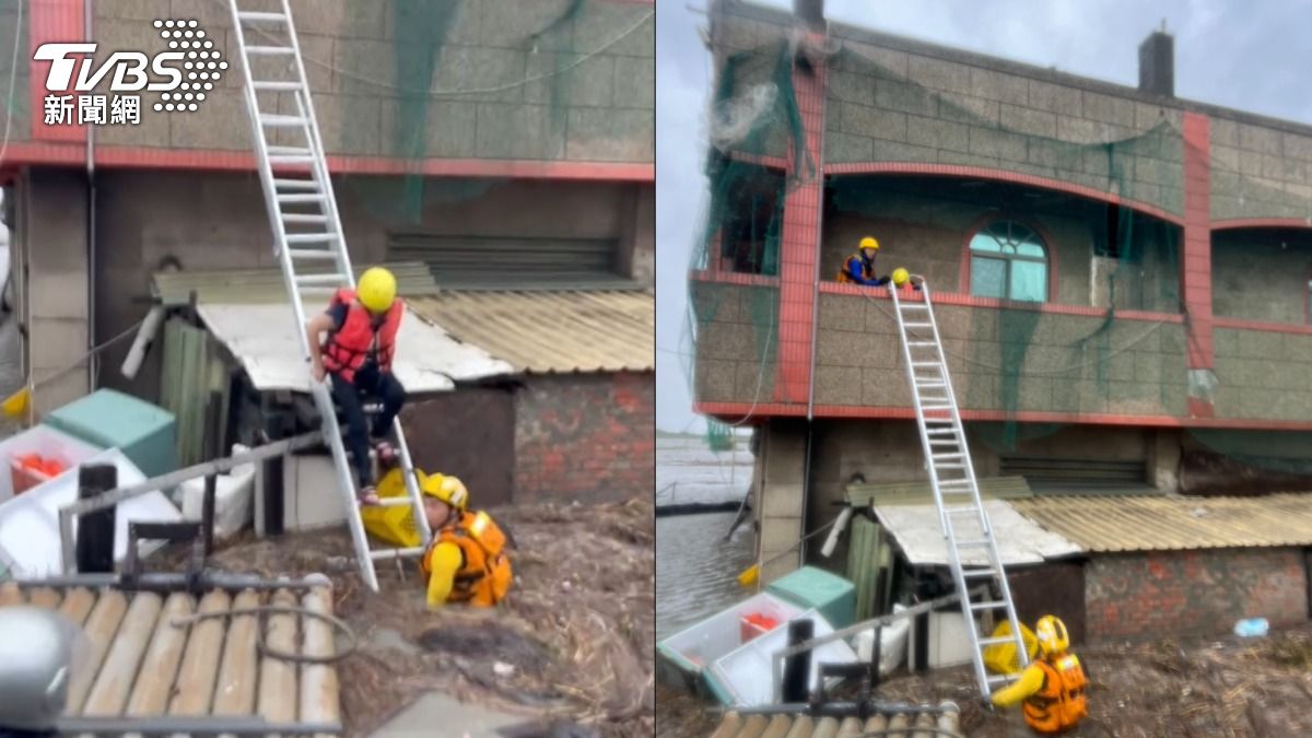 凱米颱風／濁水溪暴漲4423人撤！民宅半樓淹沒　4住戶爬梯脫困