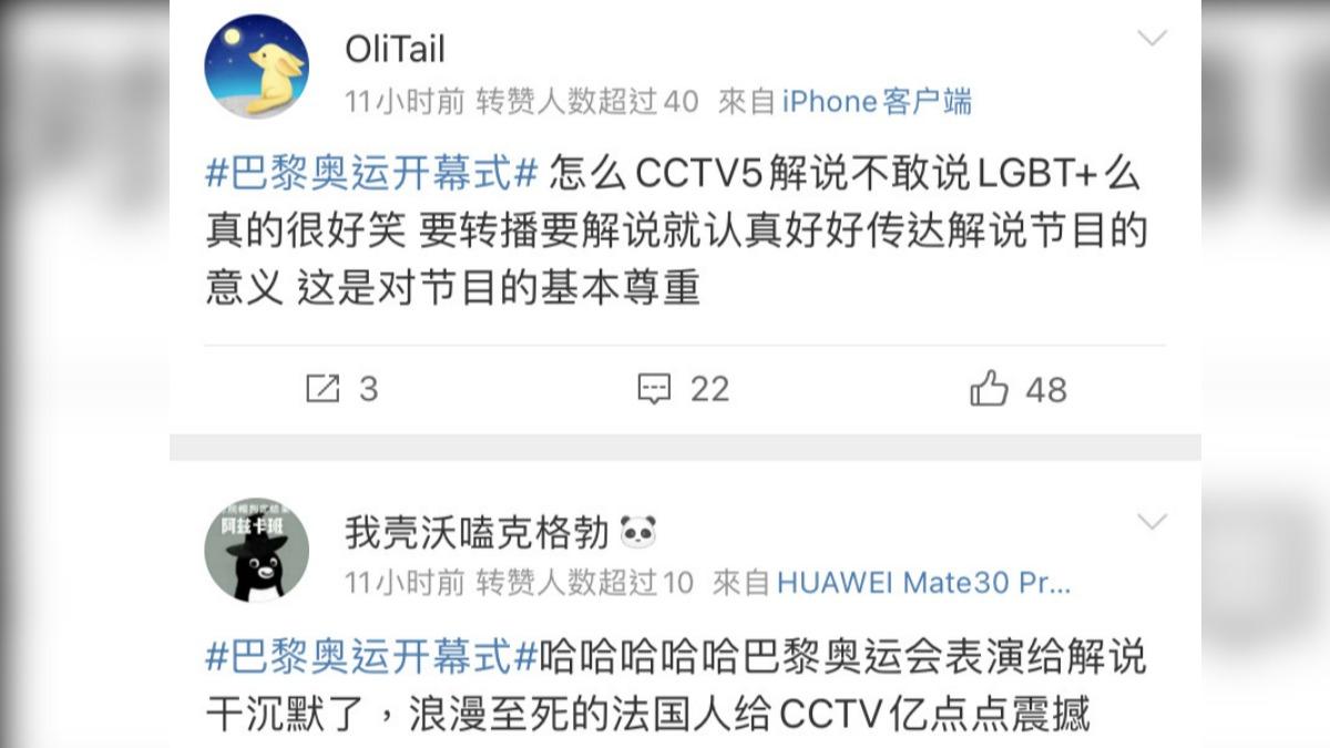 陸網友對央視解說沉默發表看法。（圖／翻攝自微博）