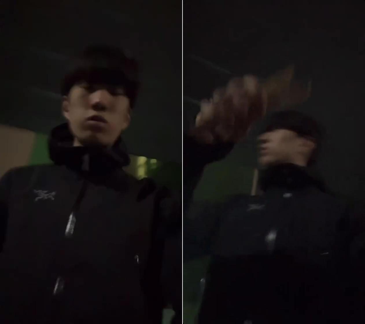 男星在頂樓走來走去。(圖/翻攝自ch1tkey IG)