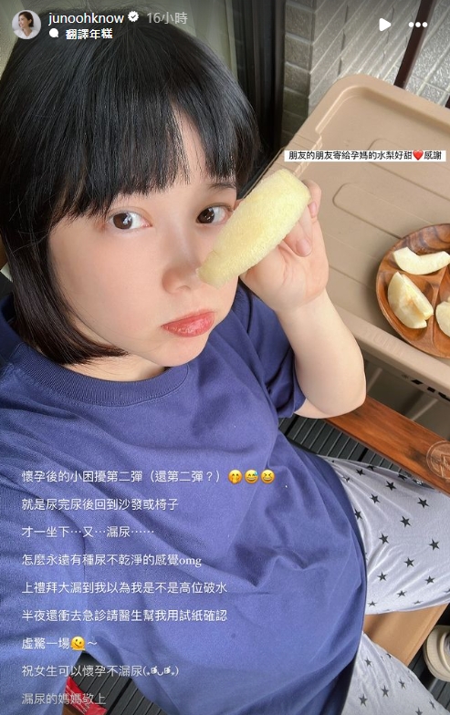 李佳穎懷孕深受漏尿所苦。（圖／翻攝自李佳穎 IG）