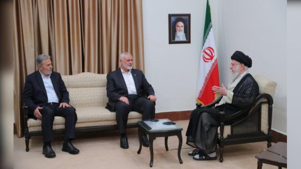 哈尼亞才剛會見伊朗最高領袖哈米尼(Ali Khamenei)。(圖/翻攝自 X@sentdefender)
