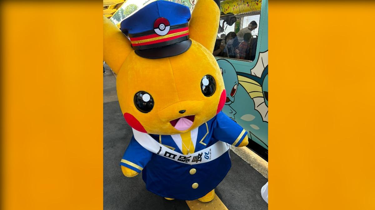 寶可夢的靈魂角色「皮卡丘」更以一日列車長的身份出現在車站月台。(圖/擷取自X@pipipi_pika_)