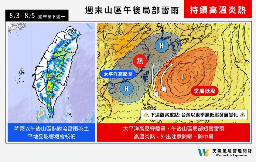 下週得觀察台灣以東季風低壓發展。(圖/翻攝自天氣風險公司)