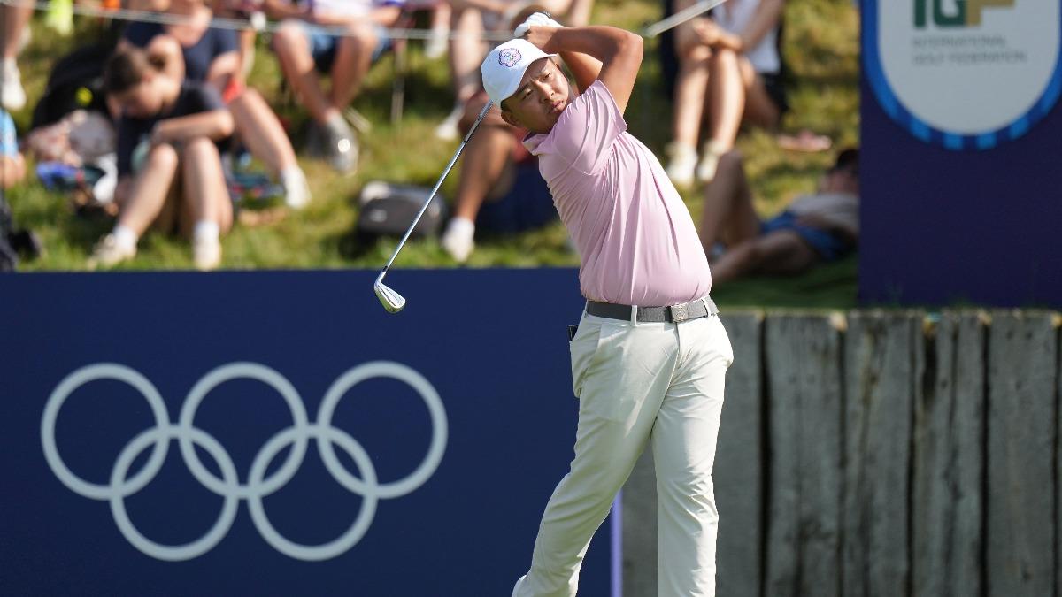 我國高爾夫球好手潘政琮在奧運前兩輪賽事中,排名衝到並列第5。(圖/中華奧會提供)
