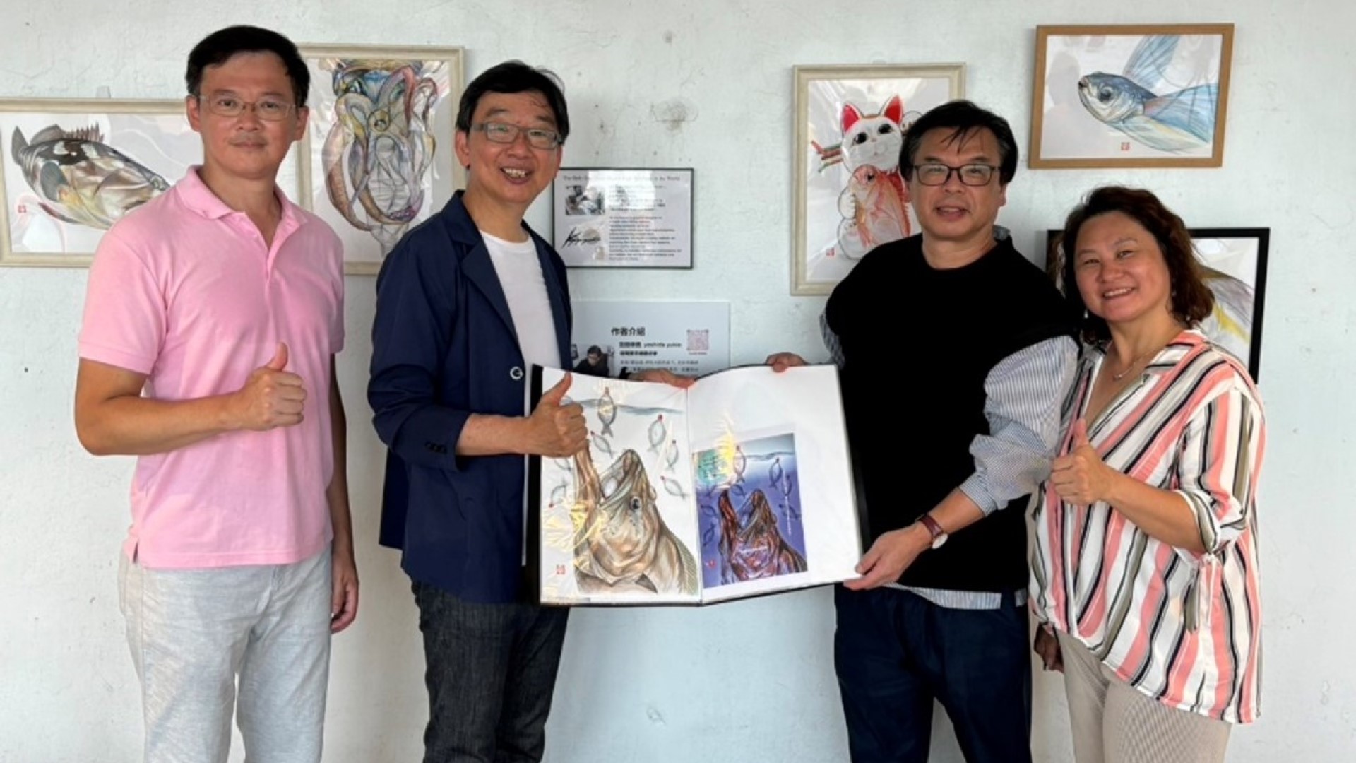 ▲日本超寫實手繪藝術家-吉田幸男Yoshida Yukio,展出畫作。來源:新北市漁業處